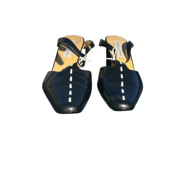 Women’s black square toe, white frontal bowtie heels by Bellini size 10 - Picture 2 of 5